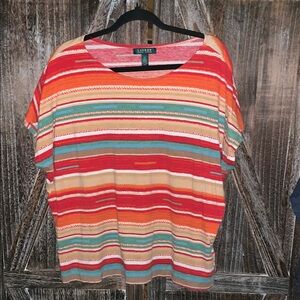 Lauren Ralph Lauren Red Tan Relaxed Fit Tee